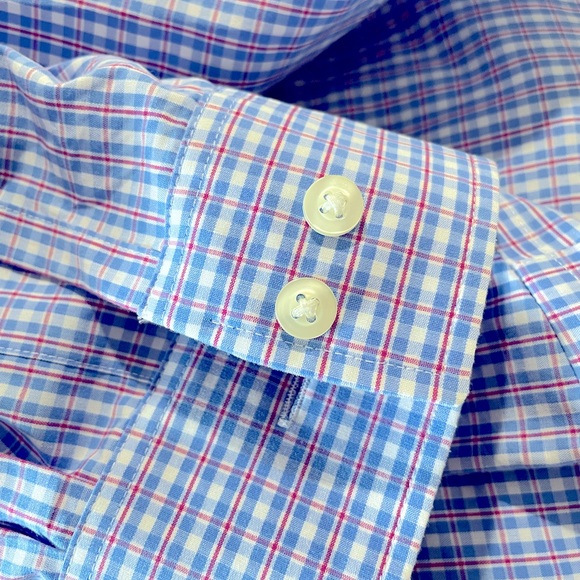 Michael Kors Men's Size 17.5 Plaid No Iron 100% Cotton Button Down Shirt - Picture 9 of 10